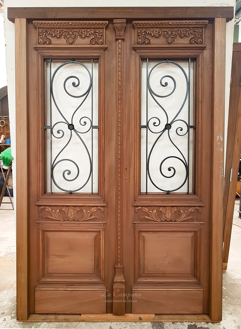 puerta doble hoja de cedro