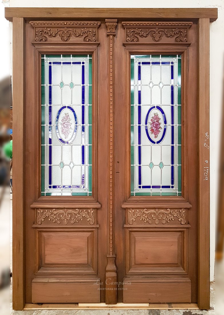 puerta doble hoja de cedro